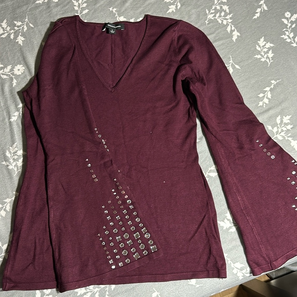 INC wine color party wear sweater brand new